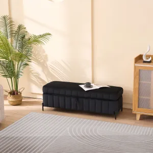 Streamdale Black Velvet Storage Bench 49" - Living Room/Entryway