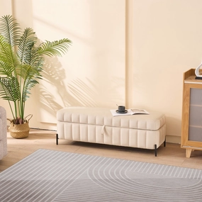 Streamdale Beige Velvet Storage Bench - 49" Wide
