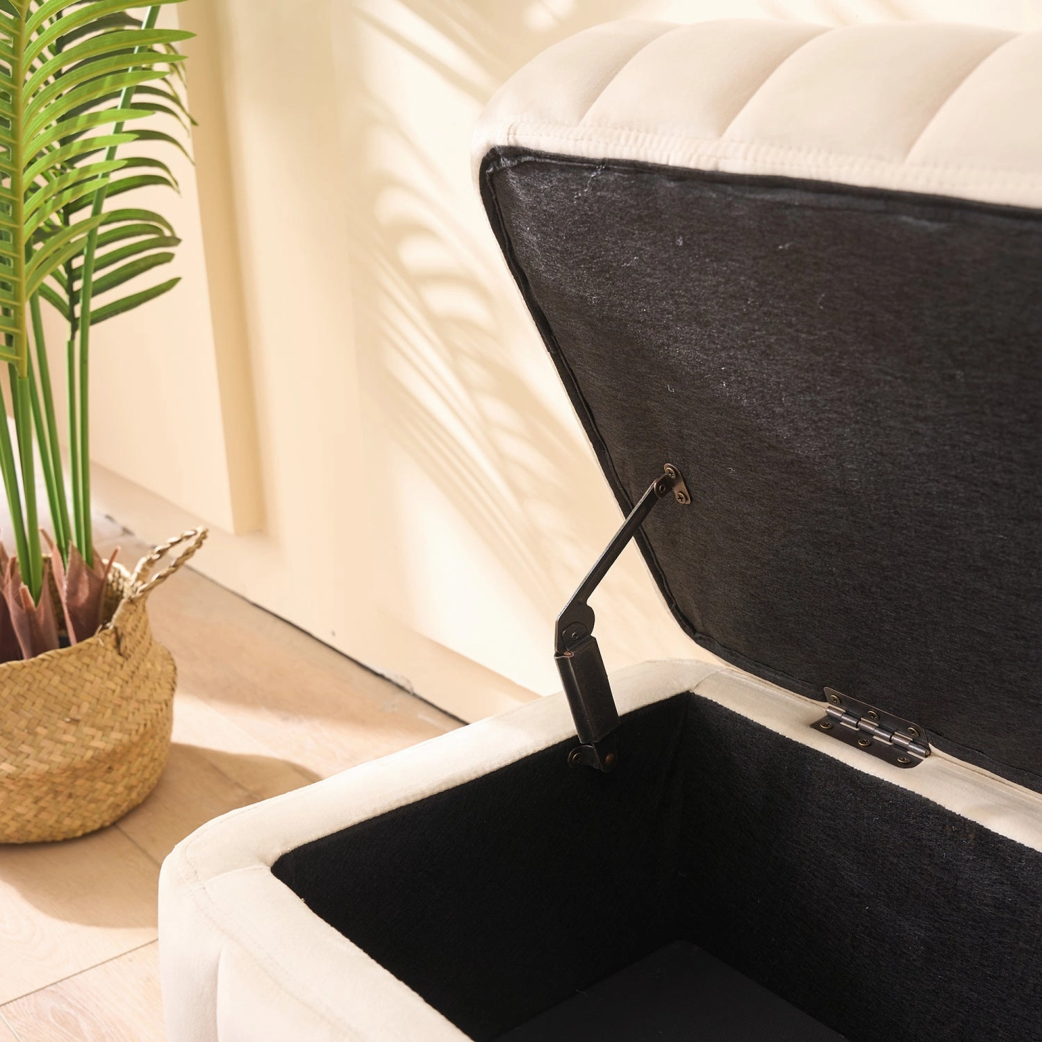 Streamdale Beige Velvet Storage Bench - 49" Wide