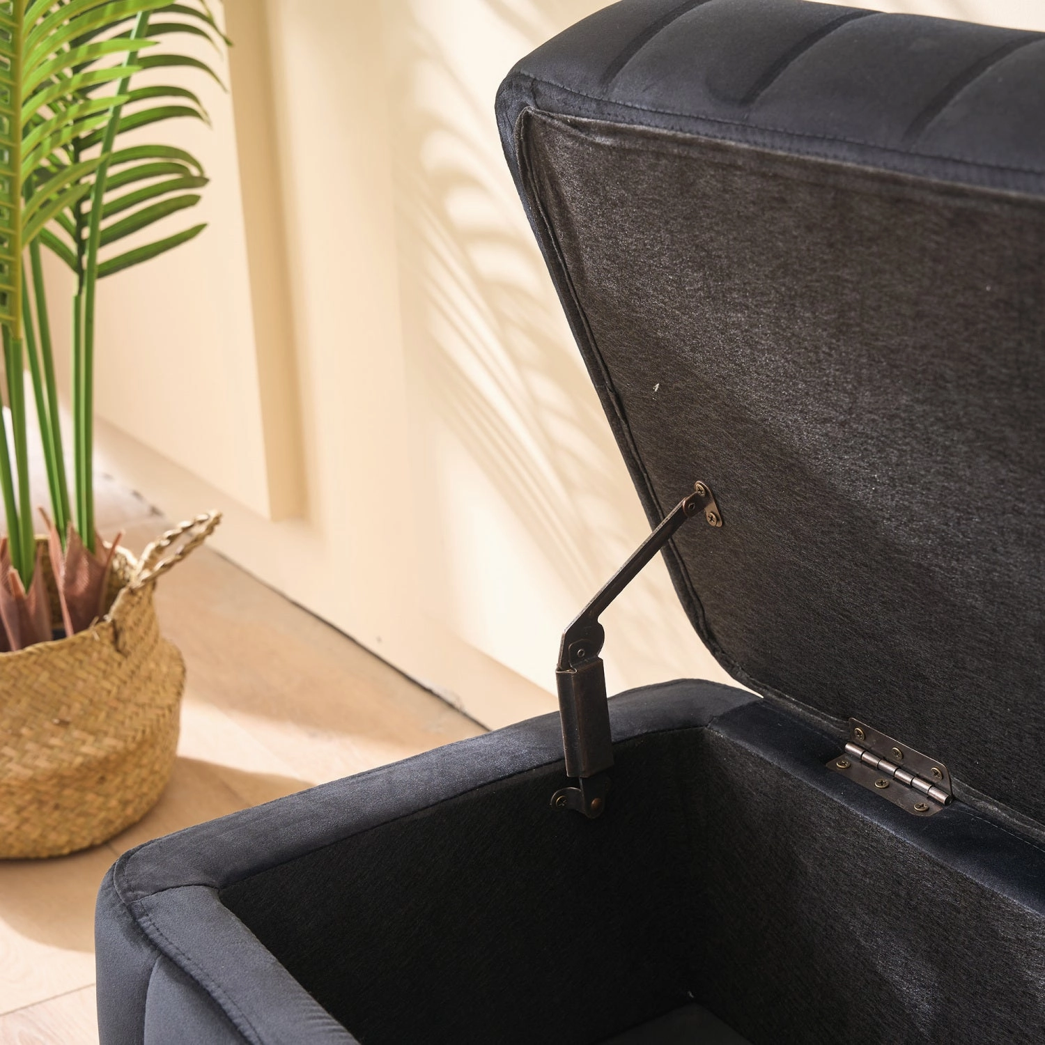 Streamdale Black Velvet Storage Bench 49" - Living Room/Entryway