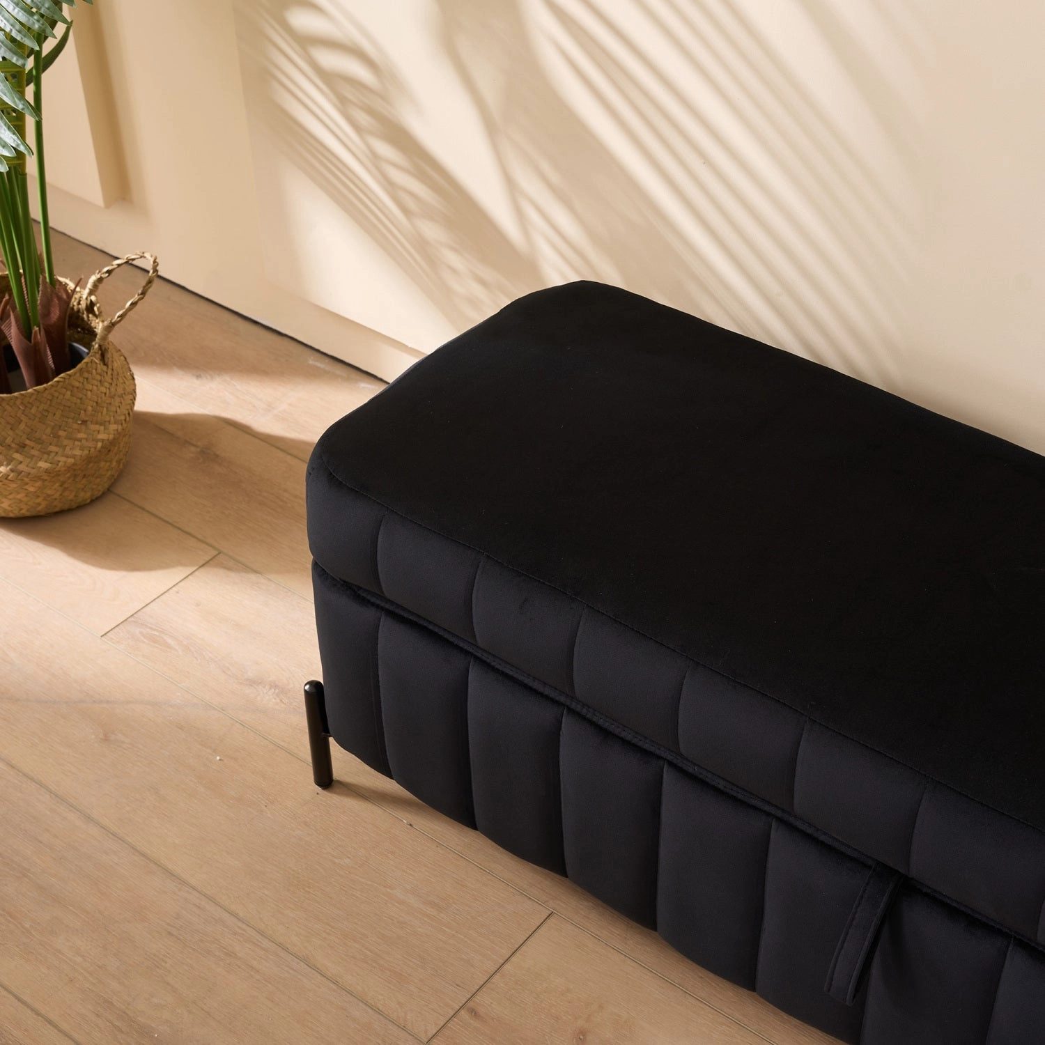 Streamdale Black Velvet Storage Bench 49" - Living Room/Entryway