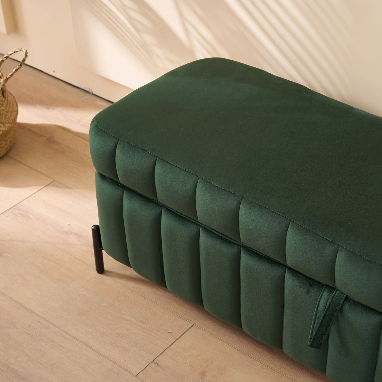 Streamdale Green Velvet Storage Bench 49"