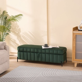 Streamdale Green Velvet Storage Bench 49"
