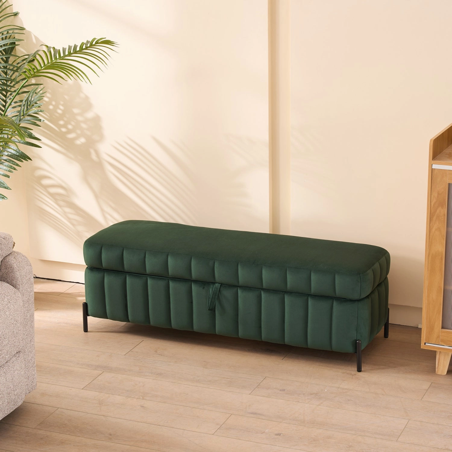 Streamdale Green Velvet Storage Bench 49"