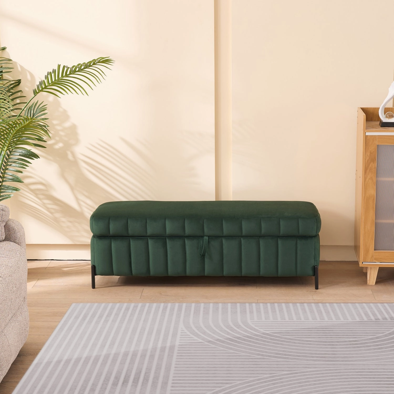 Streamdale Green Velvet Storage Bench 49"