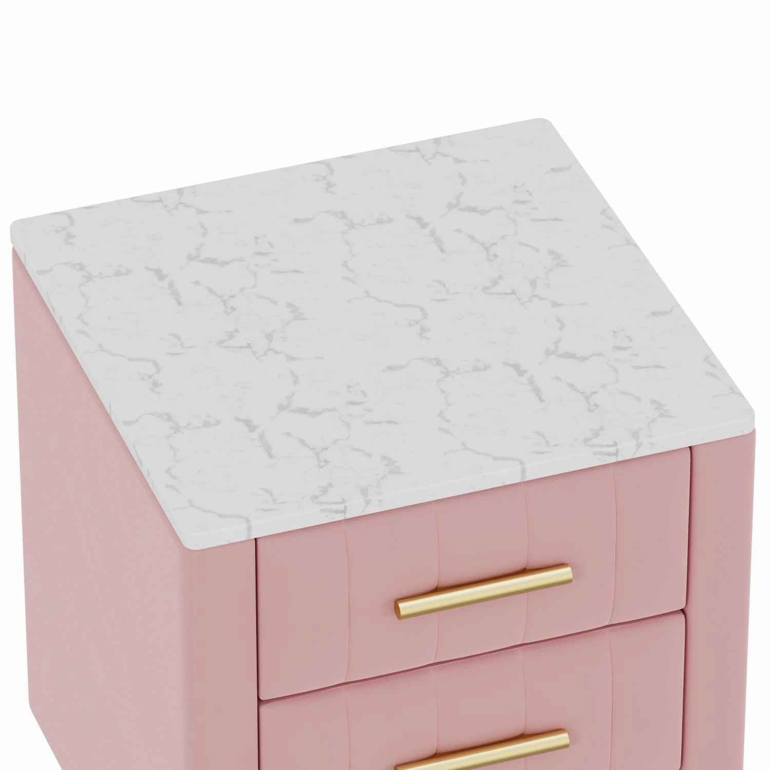 Streamdale Nightstand: 3 Drawers, Metal Legs, Marbling Top