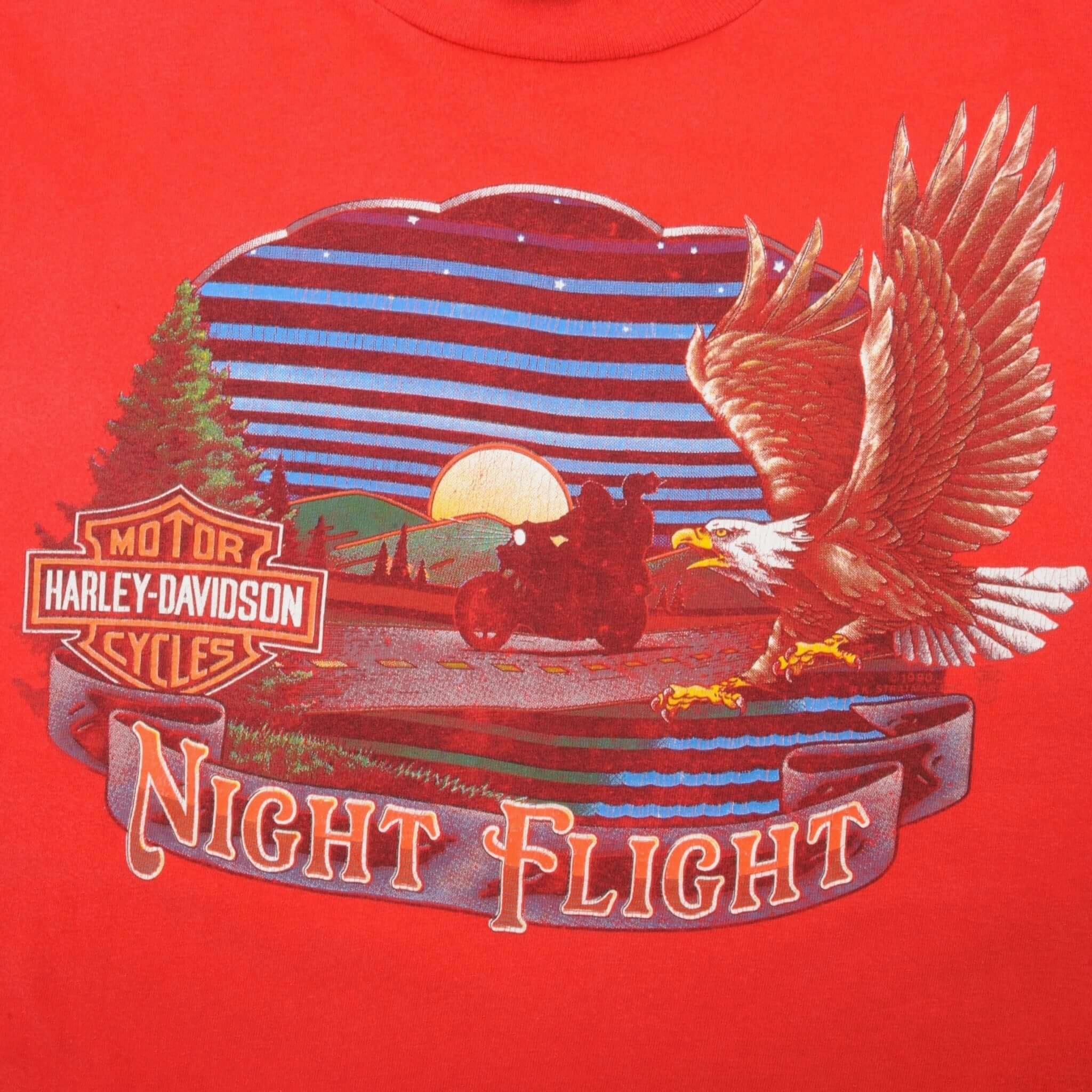 VINTAGE HARLEY DAVIDSON NIGHT FLIGHT 1990 TEE SHIRT SIZE LARGE MADE IN USA